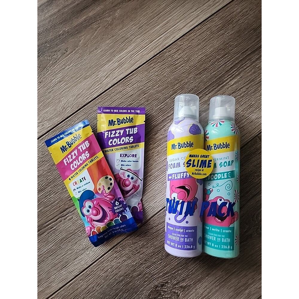 New Mr. Bubble Foam Soap - Twin Pack Sugar Cookie & Peppermint PLUS FIZZY COLORS
